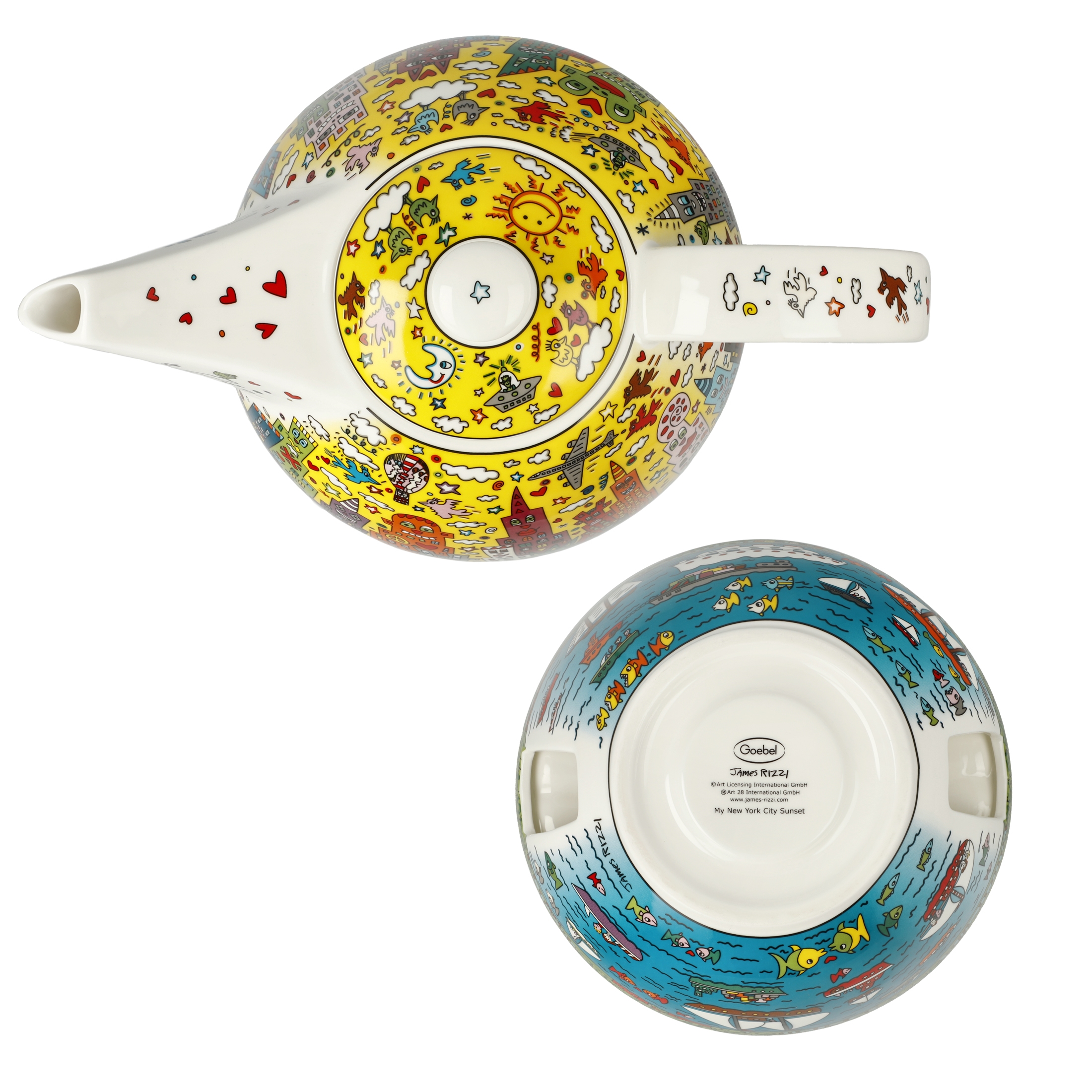 Goebel Pop Art James Rizzi Teekanne mit Stövchen My New York City Sunset – Bild 5