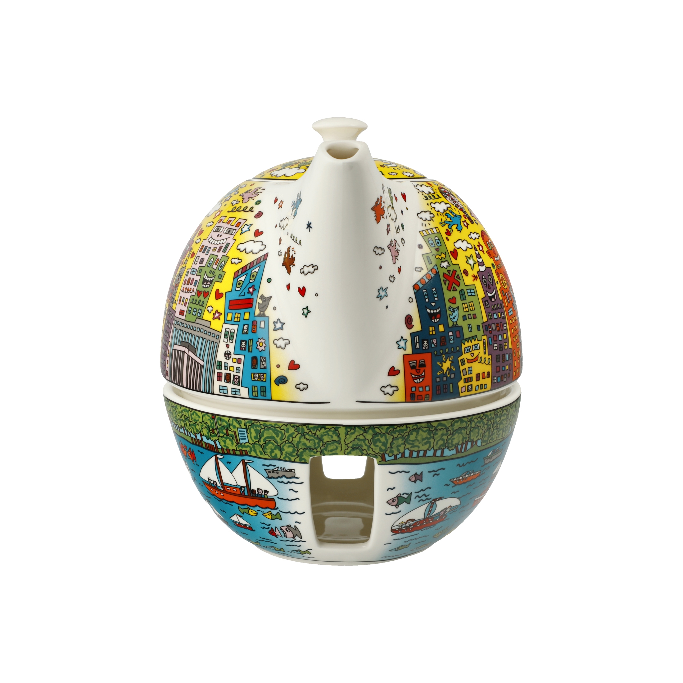 Goebel Pop Art James Rizzi Teekanne mit Stövchen My New York City Sunset – Bild 4