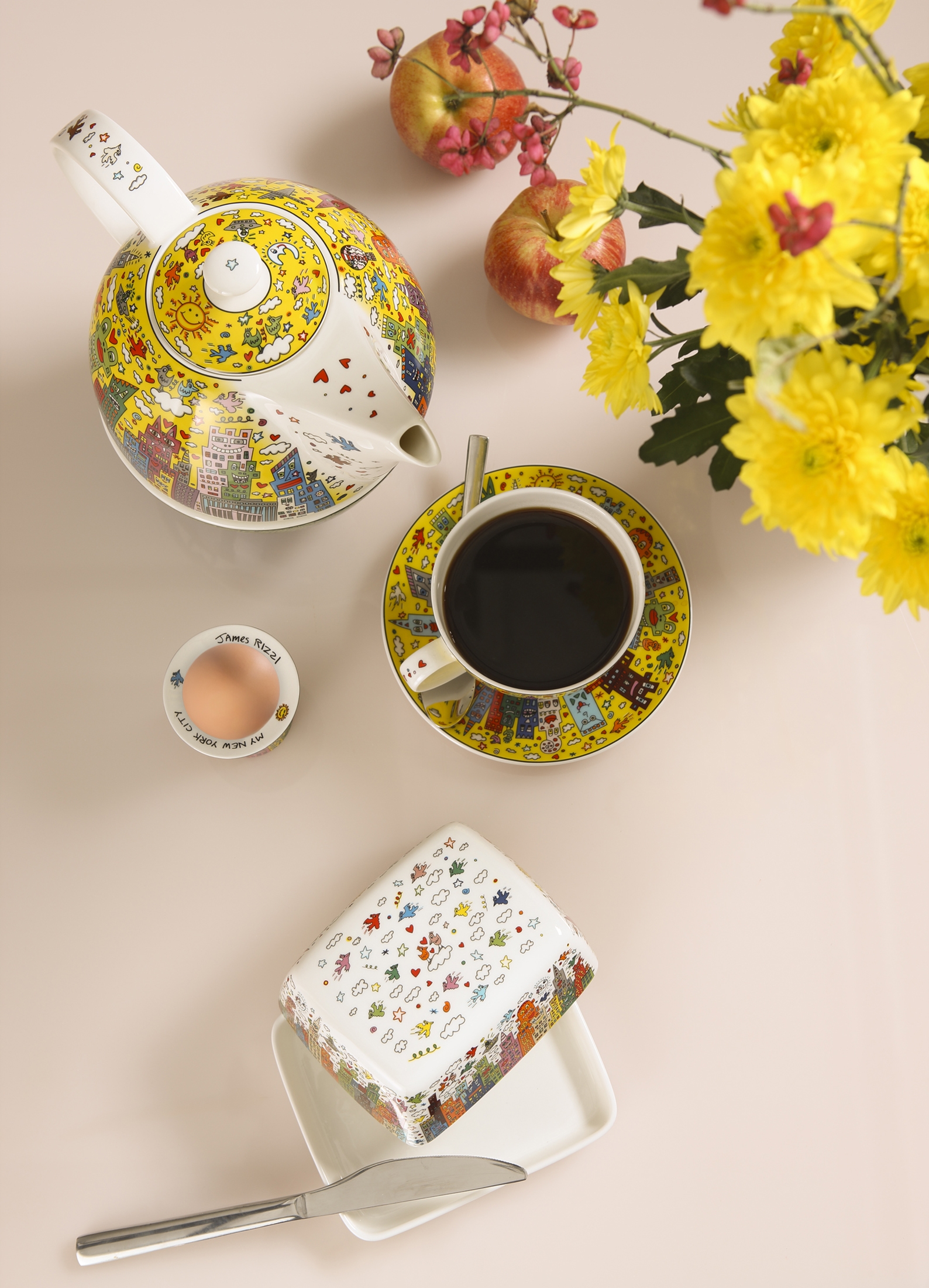 Goebel Pop Art James Rizzi Teekanne mit Stövchen My New York City Sunset – Bild 8