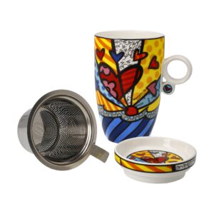 Goebel Pop Art Romero Britto Teetasse mit Deckel und Sieb A New Day