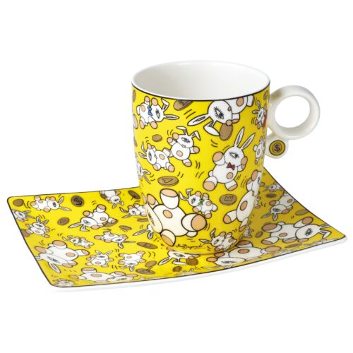 Goebel Pop Art Mauro Bergonzoli Künstlertasse mit Untertasse Magic Bunny Gold