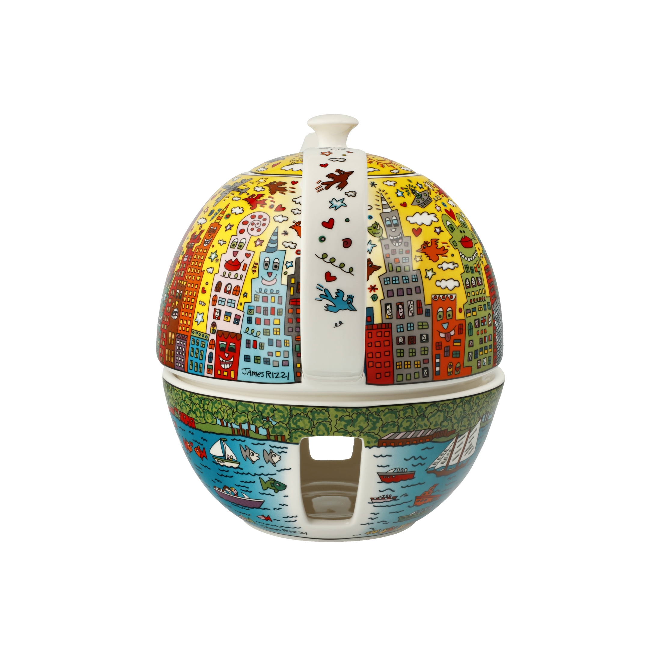 Goebel Pop Art James Rizzi Teekanne mit Stövchen My New York City Sunset – Bild 3