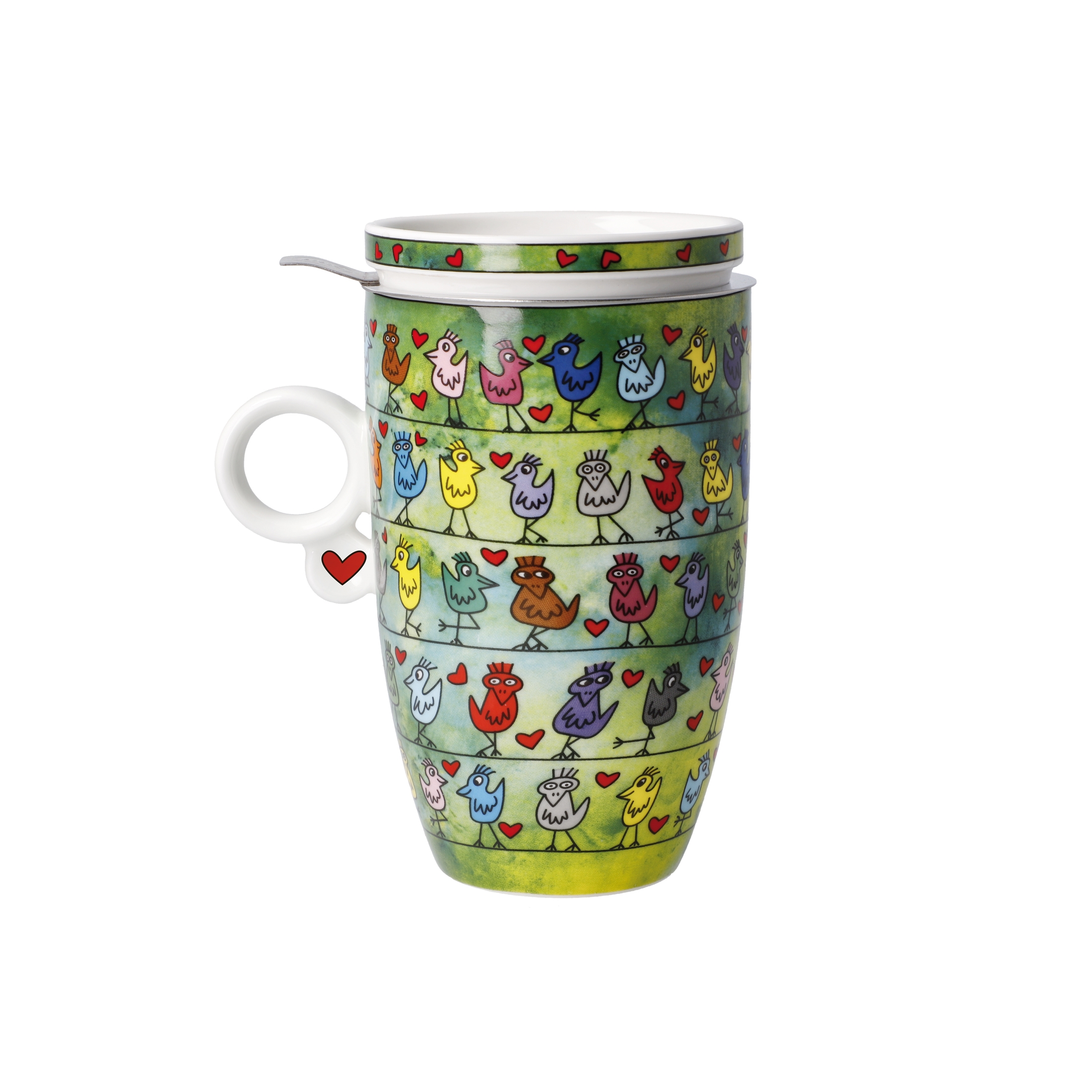 Goebel Pop Art James Rizzi Teetasse mit Deckel und Sieb Birds on a Love Wire – Bild 3