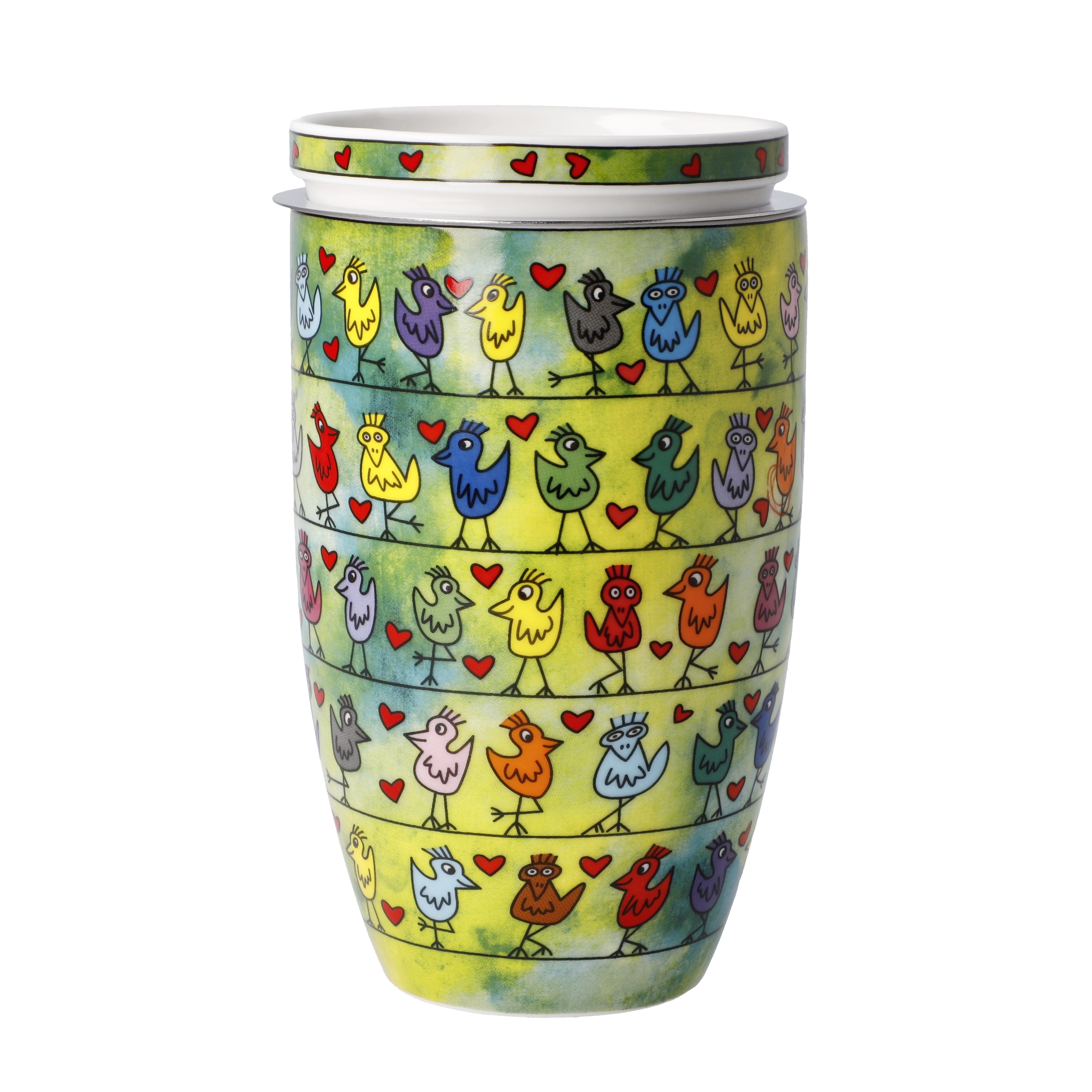 Goebel Pop Art James Rizzi Teetasse mit Deckel und Sieb Birds on a Love Wire – Bild 4
