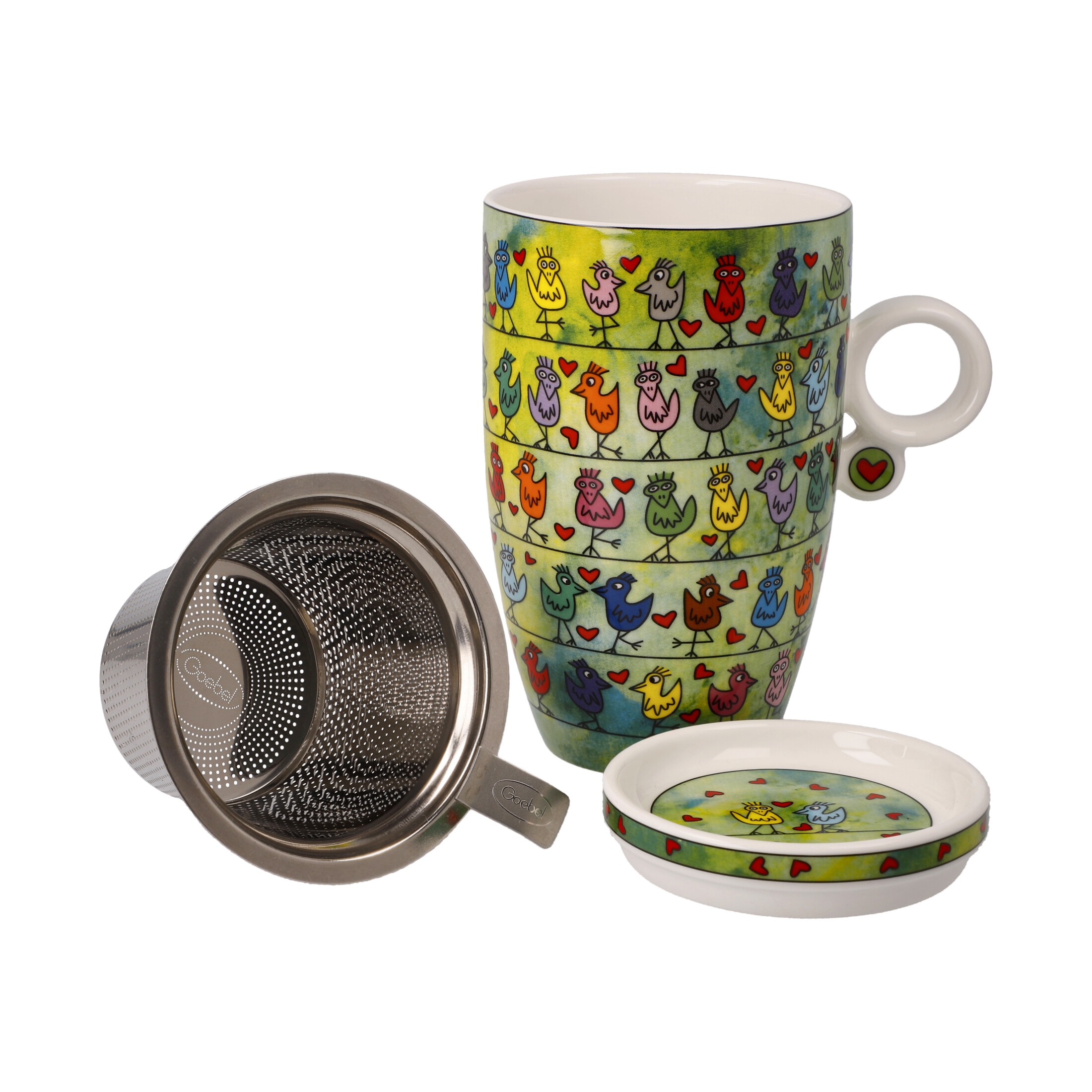 Goebel Pop Art James Rizzi Teetasse mit Deckel und Sieb Birds on a Love Wire – Bild 7