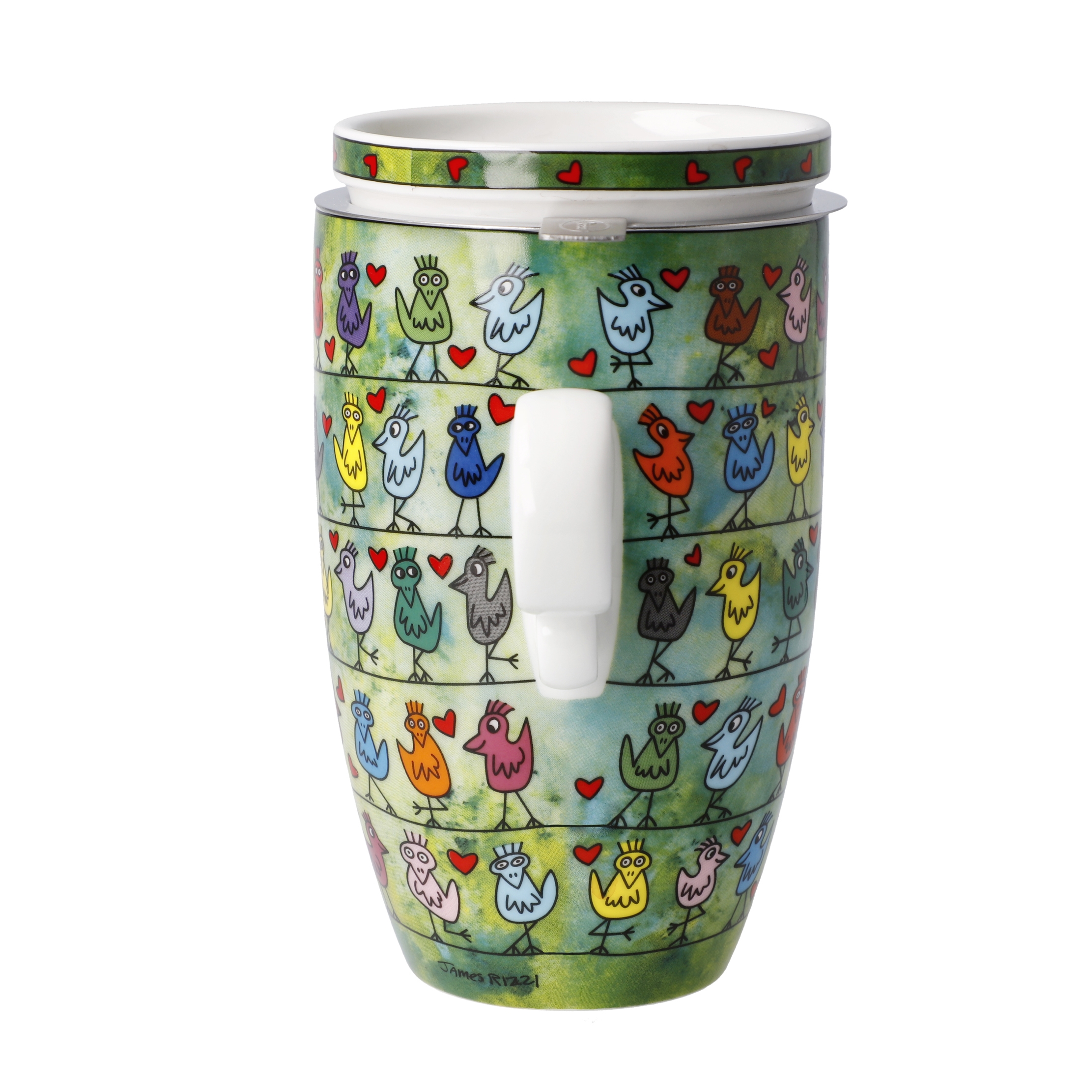 Goebel Pop Art James Rizzi Teetasse mit Deckel und Sieb Birds on a Love Wire – Bild 2